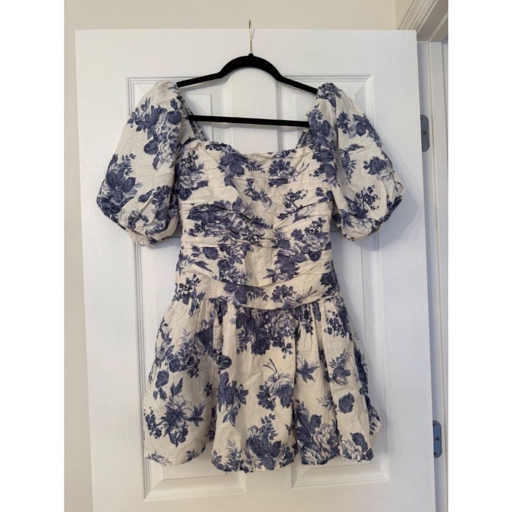 Abercrombie & Fitch Blue Floral Puff Sleeve Dress - Picture 2 of 6